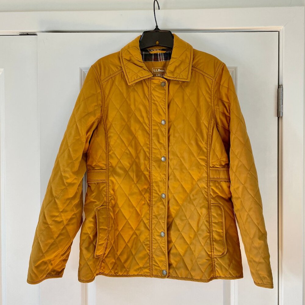 Women's * LL Bean Jacket * Yellow * Quilted * Plaid-Lined * Sz Small *